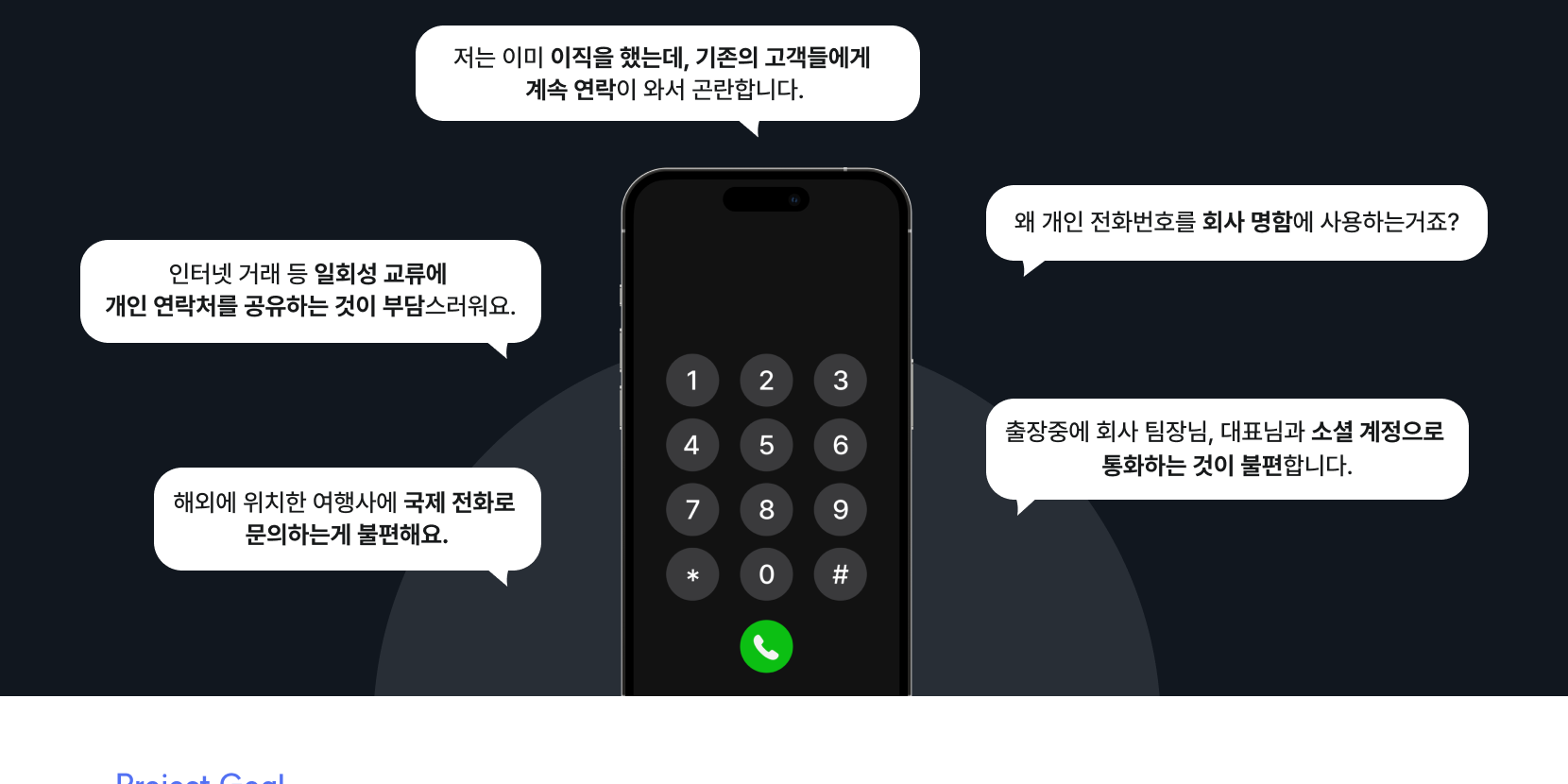 단일 전화번호 사용의 불편함을 보여주는 사용자 보이스